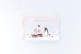 Penguin, Robin & Sleigh Chirstmas Card 企鵝知更鳥雪橇聖誕卡